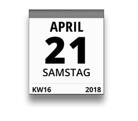 Kalender für Samstag, 21. APRIL 2018 (Woche 16)