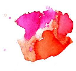 Colorful abstract watercolor texture stain with splashes and spatters. Modern creative watercolor background for trendy design.