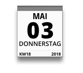 Kalender für Donnerstag, 3. MAI 2018 (Woche 18)