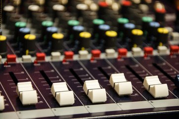 Obraz premium Mixer of a team that is responsible for controlling the audio.