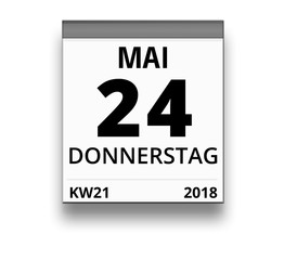 Kalender für Donnerstag, 24. MAI 2018 (Woche 21)