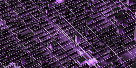 Techno mega city; urban and futuristic technology concepts, original 3d rendering