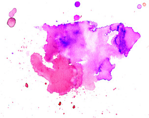 Colorful abstract watercolor texture stain with splashes and spatters. Modern creative watercolor background for trendy design.