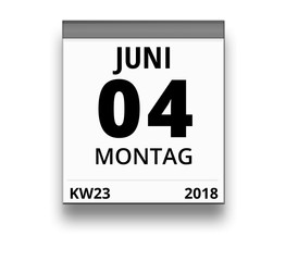 Fototapeta premium Kalender für Montag, 4. JUNI 2018 (Woche 23)