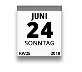 Kalender für Sonntag, 24. JUNI 2018 (Woche 25)