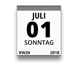 Kalender für Sonntag, 1. JULI 2018 (Woche 26)