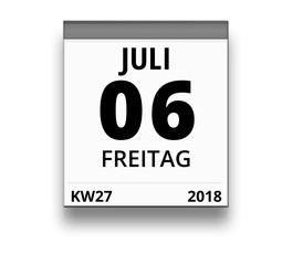 Kalender für Freitag, 6. JULI 2018 (Woche 27)