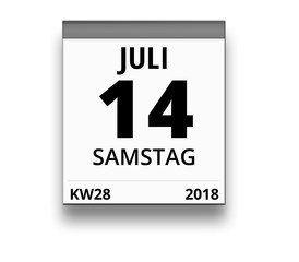 Kalender für Samstag, 14. JULI 2018 (Woche 28)