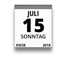 Kalender für Sonntag, 15. JULI 2018 (Woche 28)