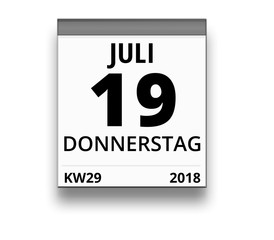 Kalender für Donnerstag, 19. JULI 2018 (Woche 29)