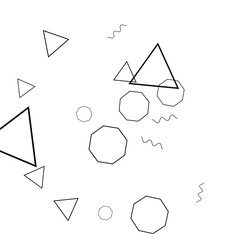Geometric Memphis Background. Black and White Simple Pattern for Postcard, Print, Banner or Poster. Modern Abstract Background. Vector Texture in Trendy Minimalistic Style