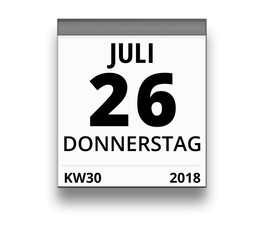 Kalender für Donnerstag, 26. JULI 2018 (Woche 30)