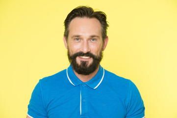 Obraz premium Healthy and happy. Sporty lifestyle and healthy nutrition helps to keep youth and freshness even at mature age. Man with beard looks fresh healthy and happy. Healthy lifestyle key to infinity life