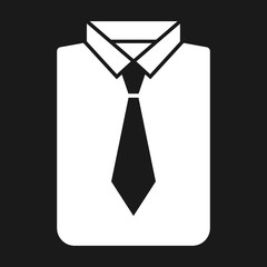 Simple, flat, white suit (folded) icon. Isolated on black 