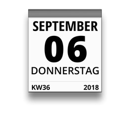 Kalender für Donnerstag, 6. SEPTEMBER 2018 (Woche 36)