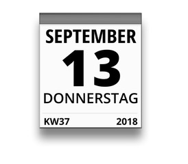 Kalender für Donnerstag, 13. SEPTEMBER 2018 (Woche 37)