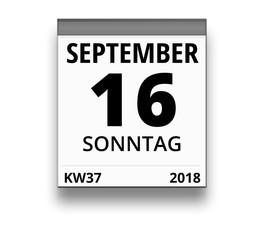 Kalender für Sonntag, 16. SEPTEMBER 2018 (Woche 37)