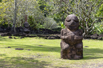 French Polynesia Tahiti Carved Stone Tiki Statue