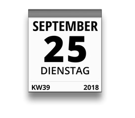 Kalender für Dienstag, 25. SEPTEMBER 2018 (Woche 39)