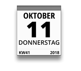 Kalender für Donnerstag, 11. OKTOBER 2018 (Woche 41)
