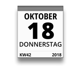 Kalender für Donnerstag, 18. OKTOBER 2018 (Woche 42)