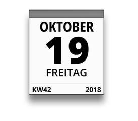 Kalender für Freitag, 19. OKTOBER 2018 (Woche 42)