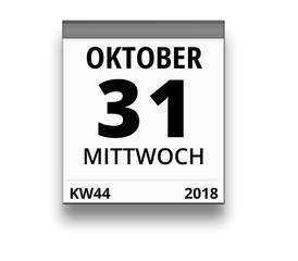 Kalender für Mittwoch, 31. OKTOBER 2018 (Woche 44)