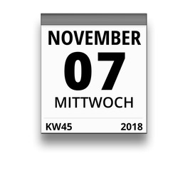 Kalender für Mittwoch, 7. NOVEMBER 2018 (Woche 45)