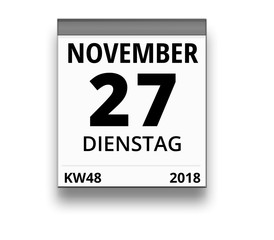 Kalender für Dienstag, 27. NOVEMBER 2018 (Woche 48)
