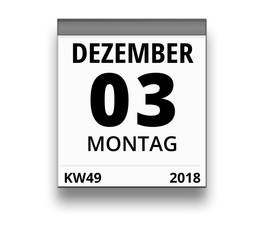 Kalender für Montag, 3. DEZEMBER 2018 (Woche 49)