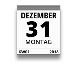 Kalender für Montag, 31. DEZEMBER 2018 (Woche 01)