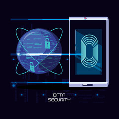 data security fingerprint technology vector illustration design
