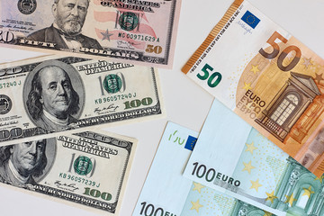 Money. Exchange rate between dollar and euro