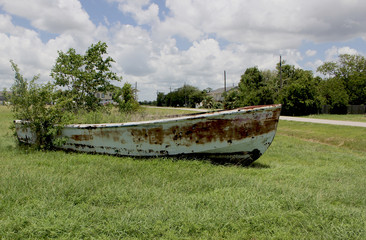 Abandoned Boat in a Field 