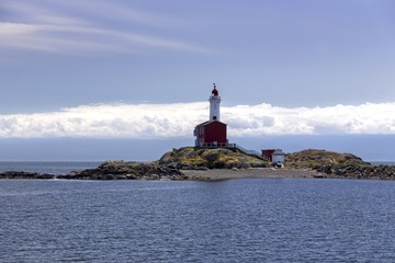 Fisgard Lighthouse, Canadian National Historic Site, and Distant Cloudscape over Juan De Fuca...