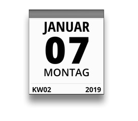 Kalender für Montag, 7. JANUAR 2019 (Woche 02)