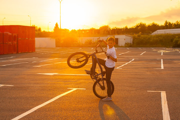 Bmx biking stunts