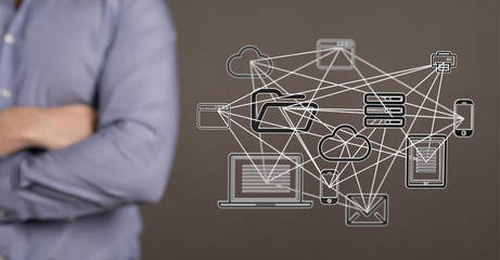 hand point in the center of media