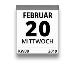 Kalender für Mittwoch, 20. FEBRUAR 2019 (Woche 08)