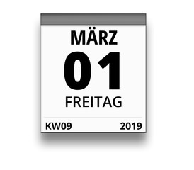 Kalender für Freitag, 1. MÄRZ 2019 (Woche 09)