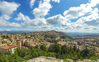 Fototapeta na wymiar Picturesque aerial view of Enna old town, Sicily, Italy