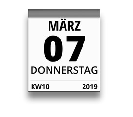 Kalender für Donnerstag, 7. MÄRZ 2019 (Woche 10)