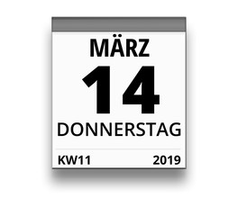 Kalender für Donnerstag, 14. MÄRZ 2019 (Woche 11)