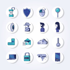 data security technology set icons vector illustration design