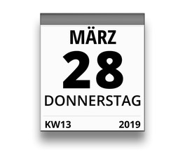 Kalender für Donnerstag, 28. MÄRZ 2019 (Woche 13)