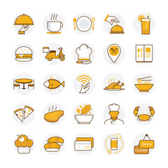 Flat restaurant and food icons, Restaurant icon set suitable for infographics, websites and print media