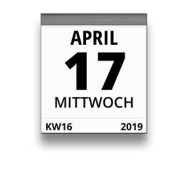 Kalender für Mittwoch, 17. APRIL 2019 (Woche 16)