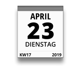 Kalender für Dienstag, 23. APRIL 2019 (Woche 17)