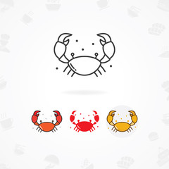 Seafood icon, Vector Crab icon illustration