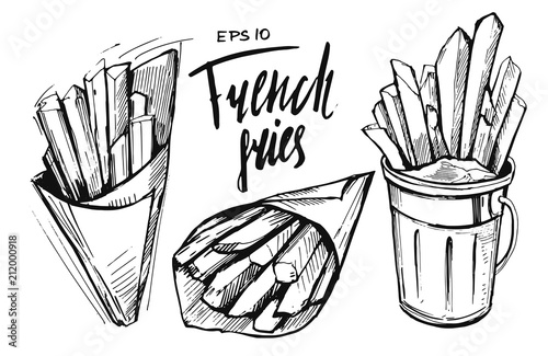 "French fries sketch" Stock image and royalty-free vector files on